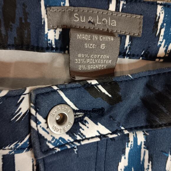Su & Lola Pants Womens 6 Aztec Blue Stretch 5 Pocket Straight - Picture 6 of 14